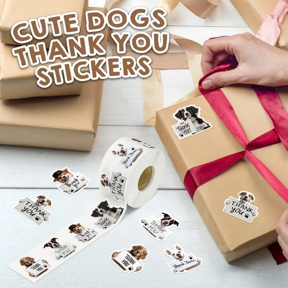 Cute Dogs Thank You Stickers Roll - Picture 2 of 7